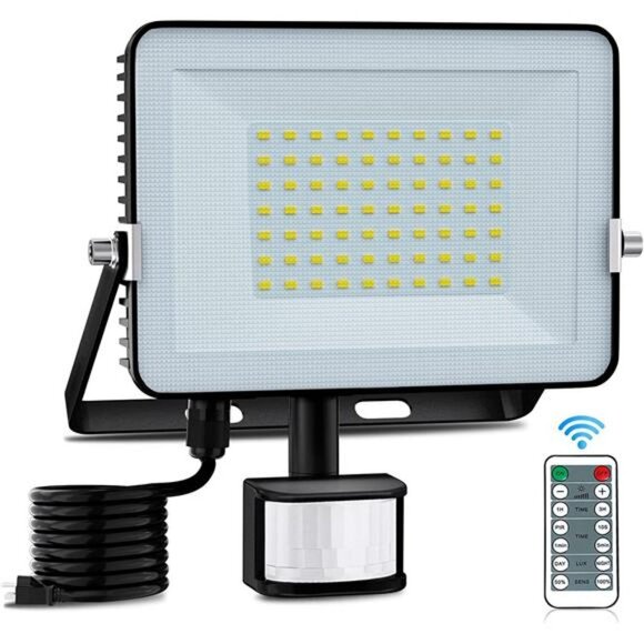 Plug in Motion Sensor Outdoor Floodlights 50W 5000LM LED Flood Lights - Picture 1 of 6
